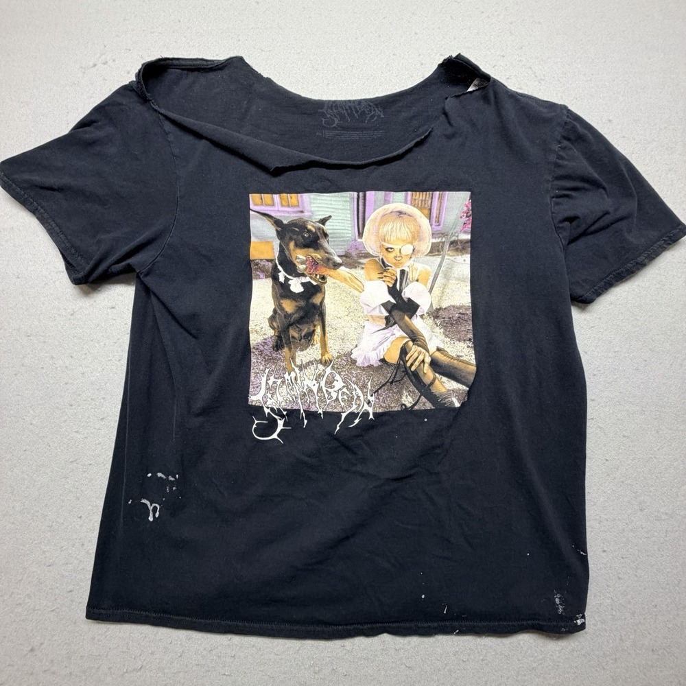 Jazmin Bean Yandere Doberman Graphic T Shirt Womens XL Distressed Goth Grunge